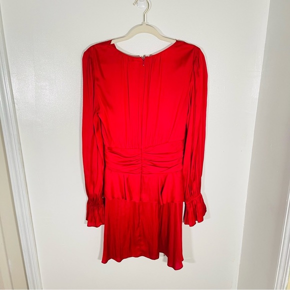 NWT Ramy Brook Roman Satin Mini Dress True Red Cocktail Wedding Party Lustrous - Picture 8 of 9